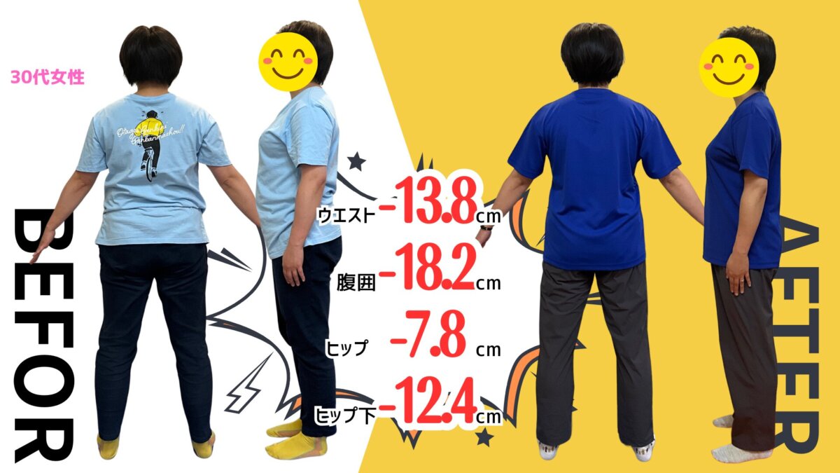 30代女性の体型変化のビフォーアフター