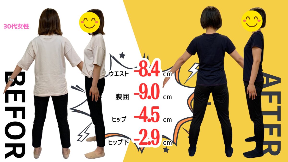 パーソナル指導による体型変化画像