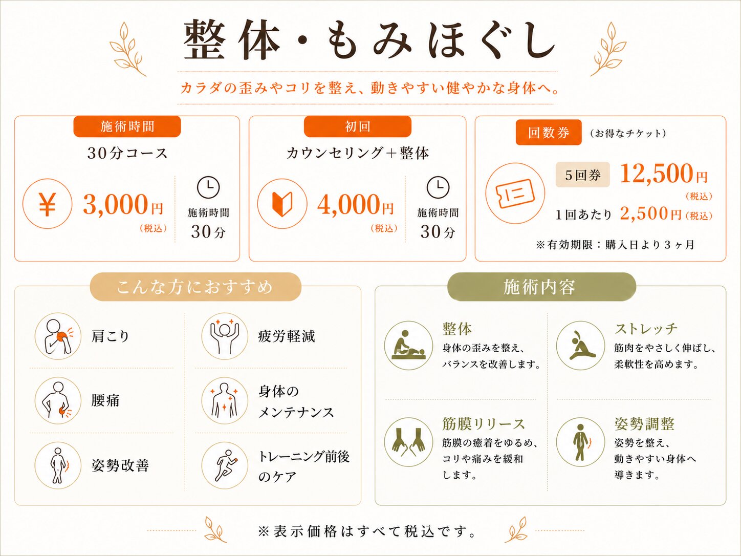 整体 料金表
